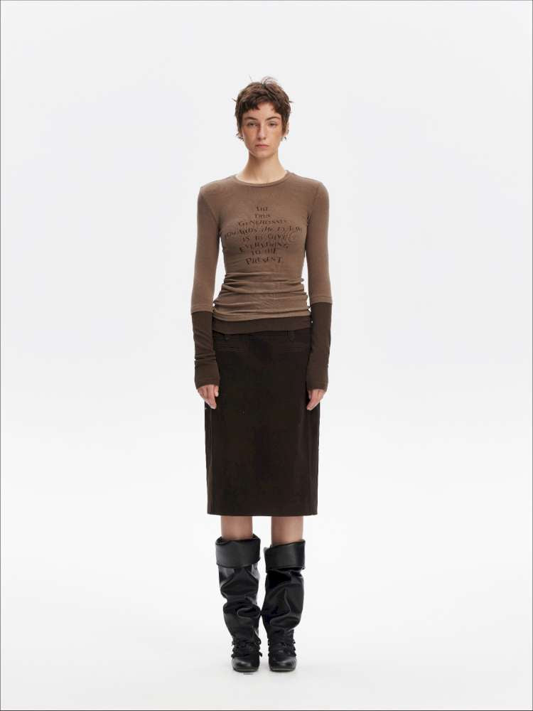 Fake Two-Piece Letter Print Slim Long-Sleeve T-Shirt【s0000014874】