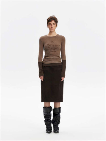 Fake Two-Piece Letter Print Slim Long-Sleeve T-Shirt【s0000014874】