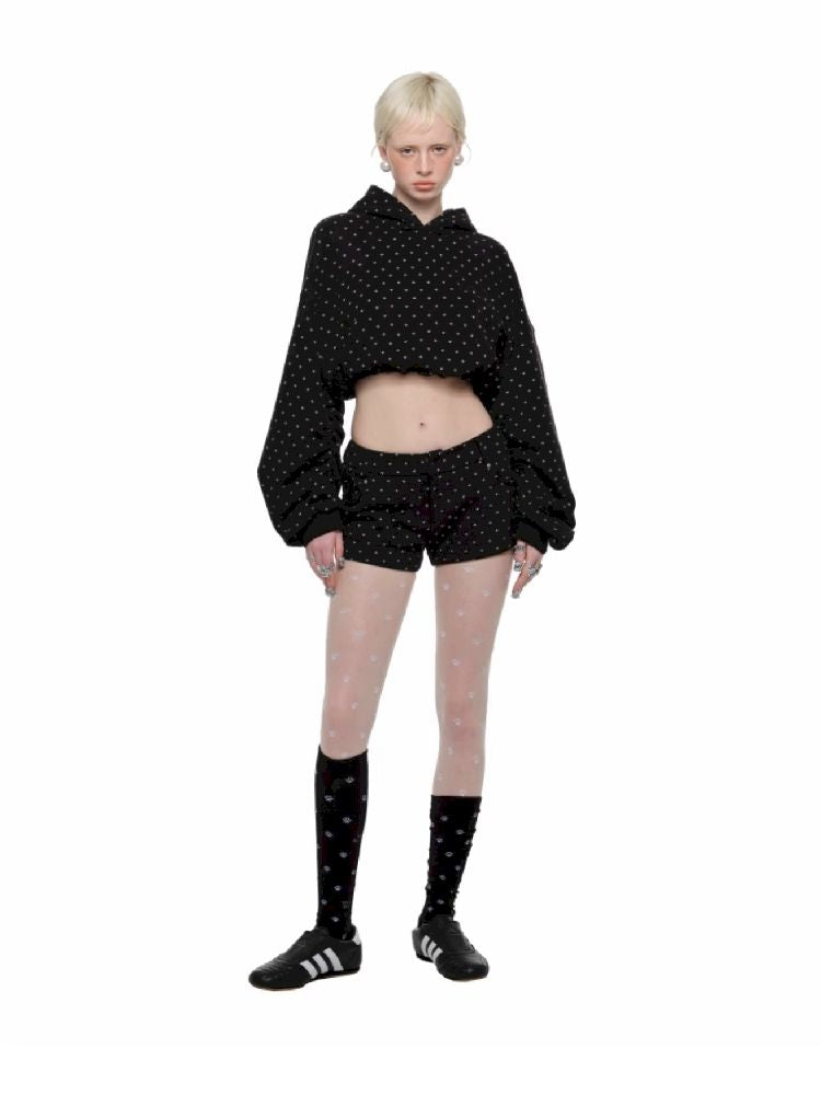 Cat's Paw Long Short Polka Dot Hooded Cardigan Sweatshirt Sweatpants Set【s0000011566】