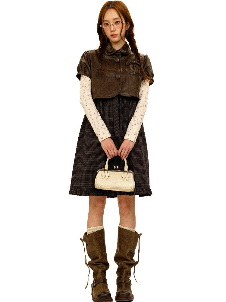 Wristhook Plaid Bow Slip Dress【s0000017937】