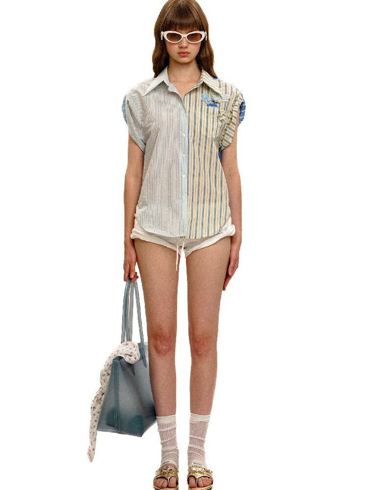 Striped Beaded Bikini Shirt Pants【s0000017415】