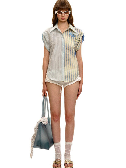 Striped Beaded Bikini Shirt Pants【s0000017415】