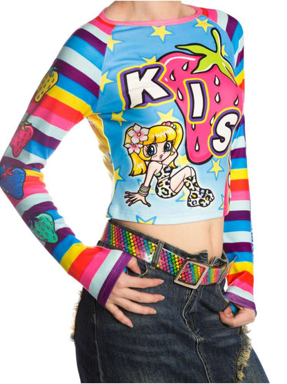 Sweet Cool Y2K Subculture Print Short Top【s0000014907】