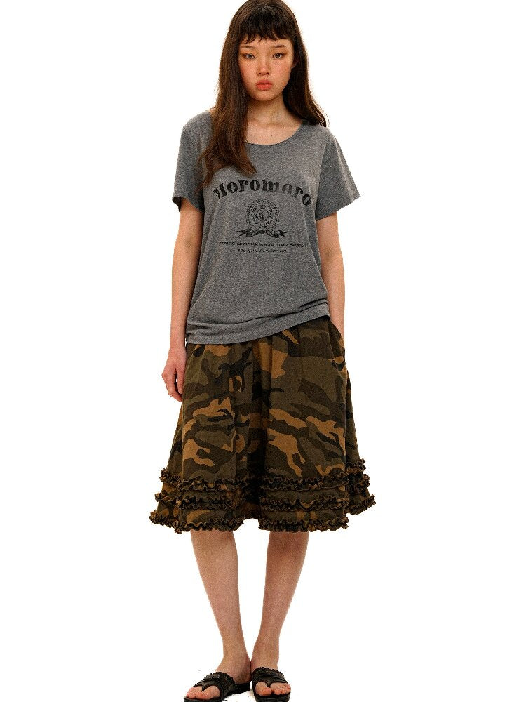 College Emblem Off Shoulder T Shirt【s0000017443】