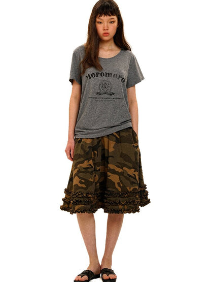 College Emblem Off Shoulder T Shirt【s0000017443】