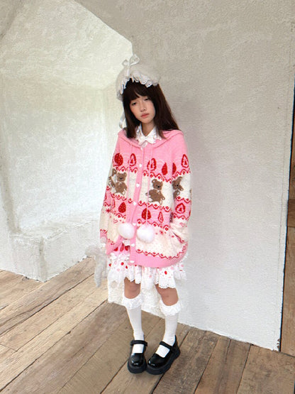 Bear Cake Fair Isle Cardigan【s0000018537】