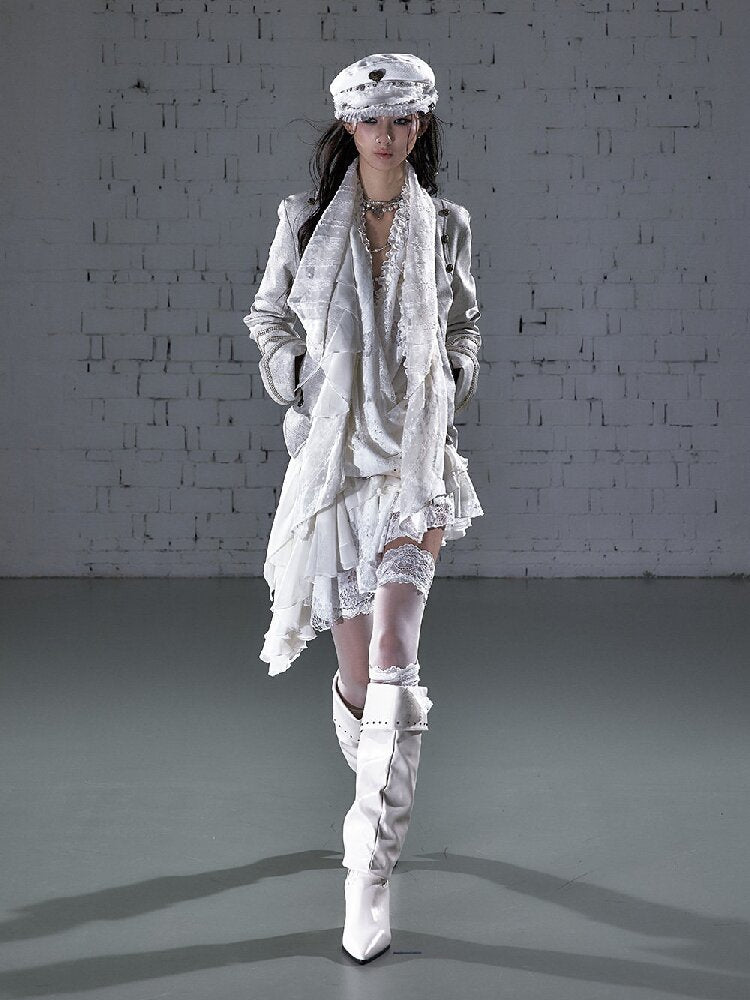 Streamer Snood Chiffon Leather Jacket【s0000015942】