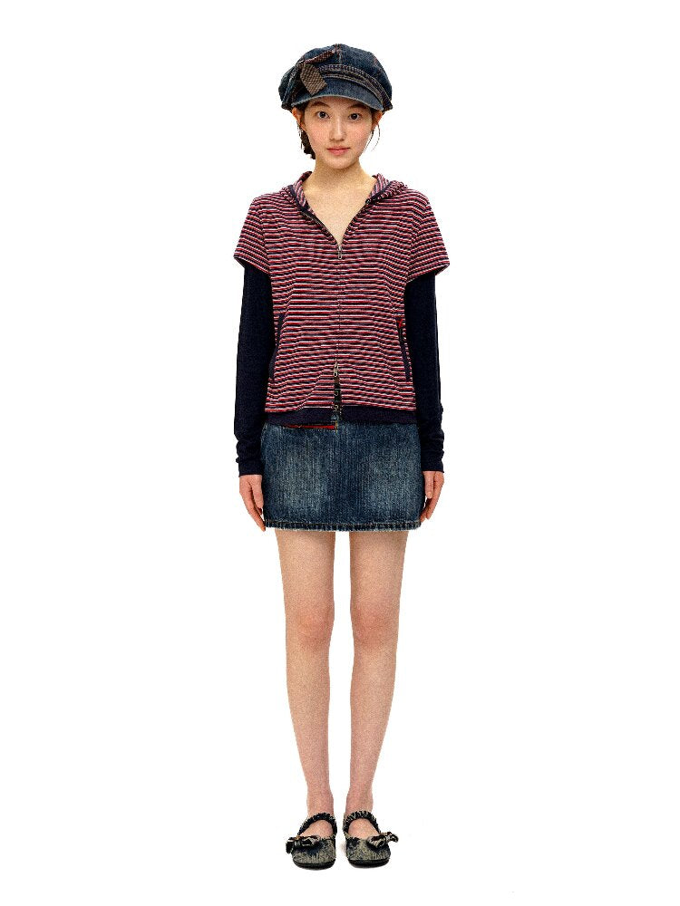 Vintage Denim Fringe Jacket Skirt【s0000016091】