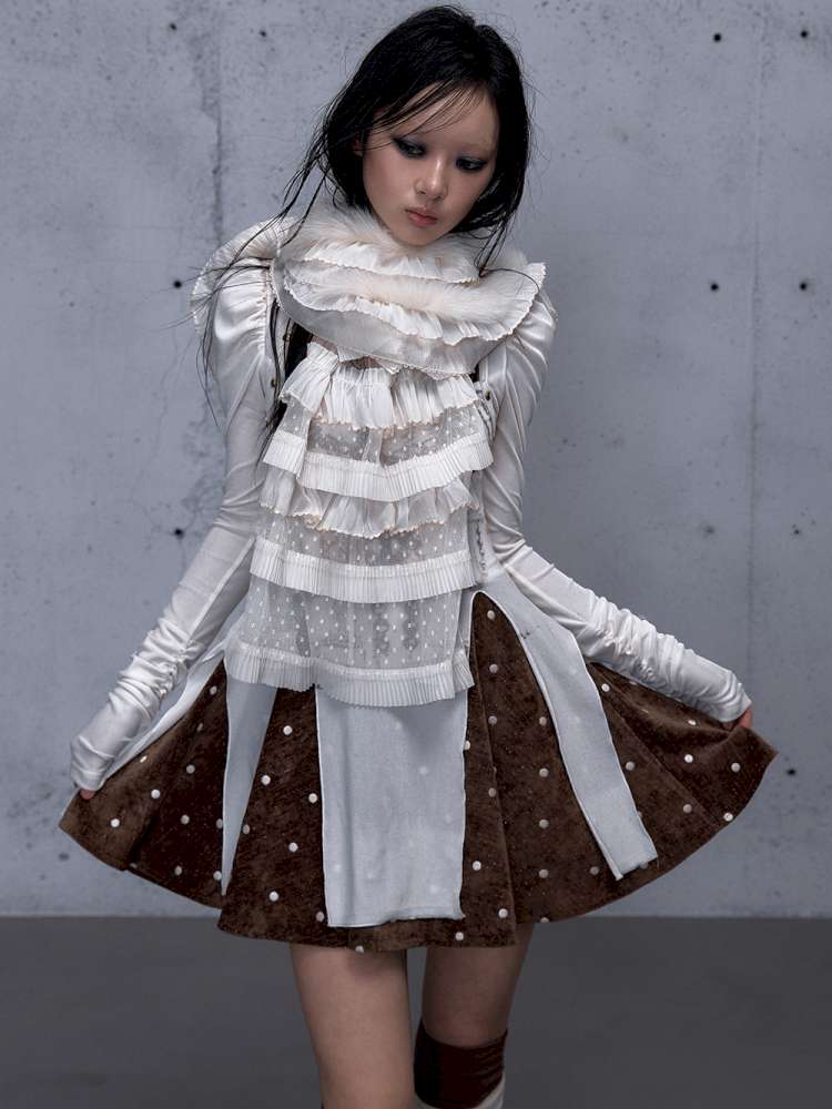 Court Lace Layering Furry Scarf【s0000014932】