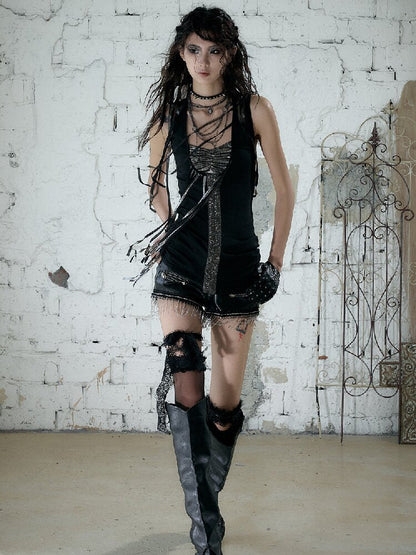Sequins Fringed Diamond Halterneck Vest【s0000016987】