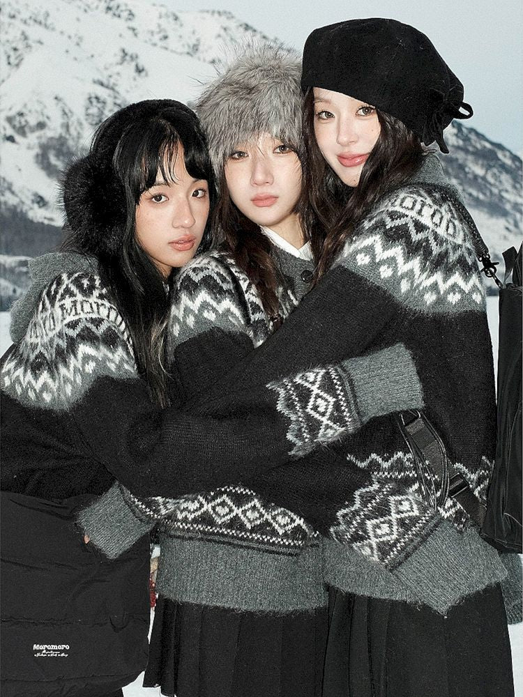 Fair Isle Striped Knit Top【s0000006024】