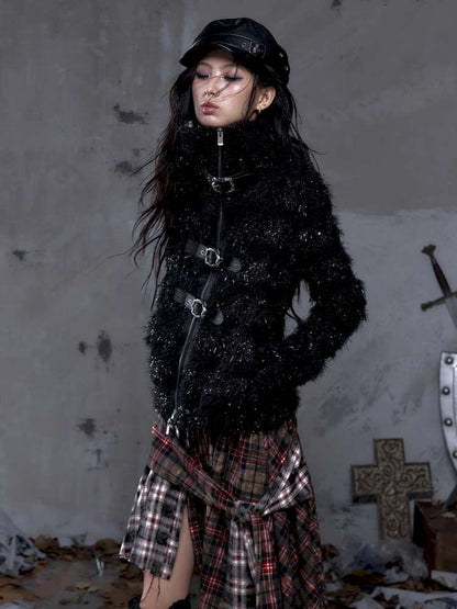 Leather Print Collared Coat【s0000014468】