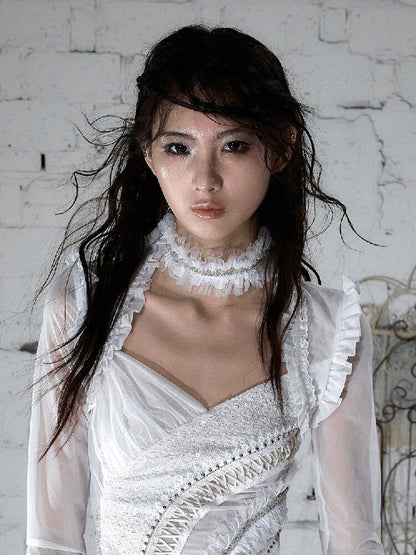 Court Pleated Lace Silk Scarf Waist【s0000016997】