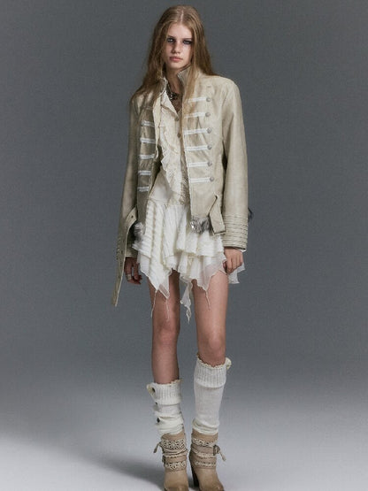 Napoleon Hooded Wool Collar Leather Coat【s0000019239】