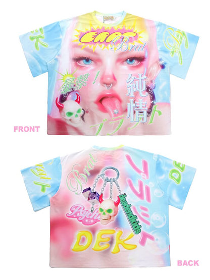 Dopamine Y2k Yabi Print T-shirt【s0000015890】