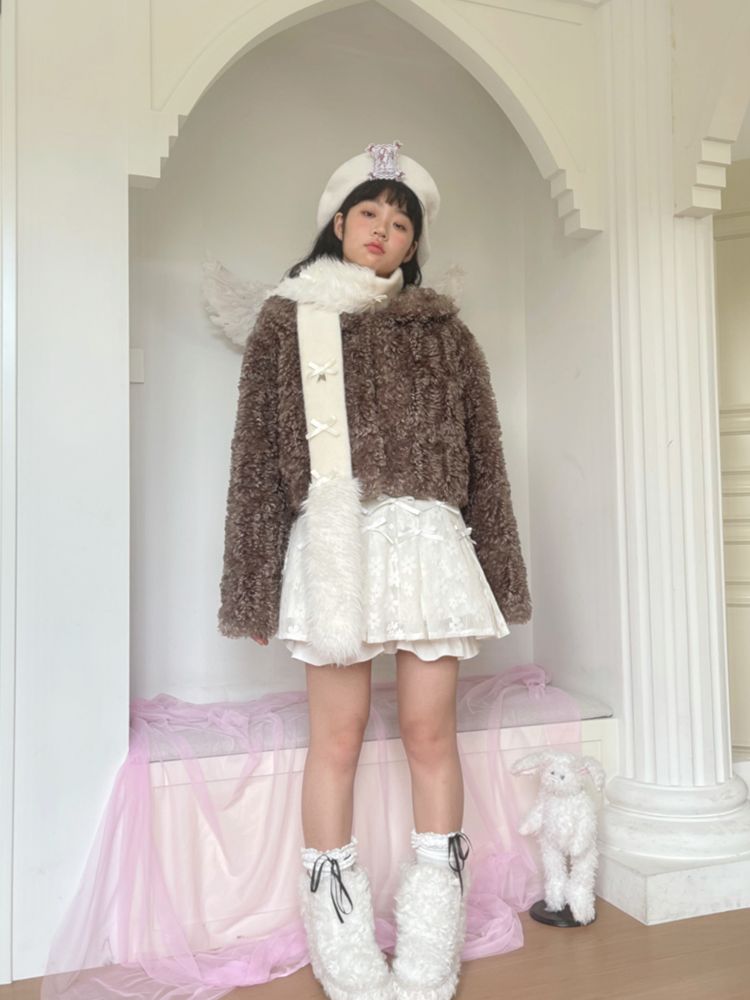 Bow Short Plush Jacket [S0000010885]