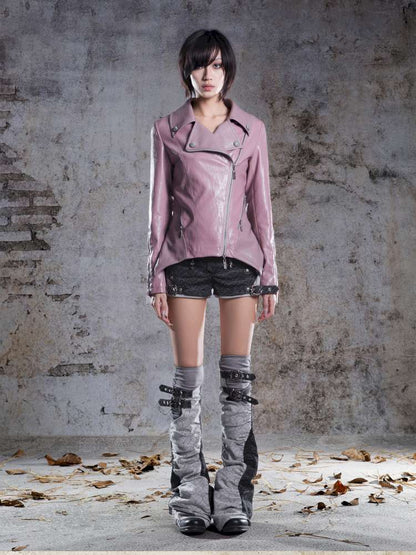 Fur Collar Stylish Slim-Fit Leather Jacket【s0000014481】