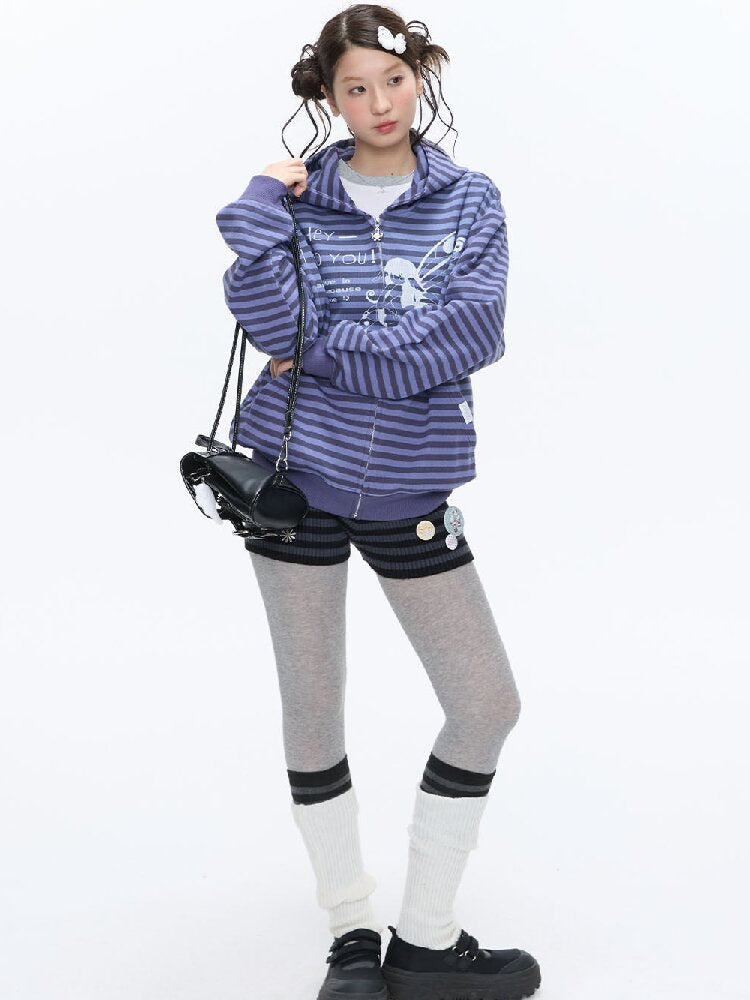 Vintage Striped Hooded Sweatshirt【s0000016380】