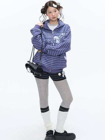 Vintage Striped Hooded Sweatshirt【s0000016380】