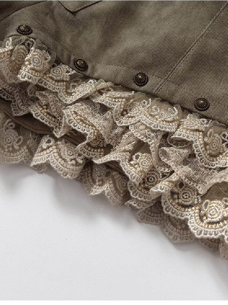 Vintage Court Lace Leather Shorts【s0000017862】