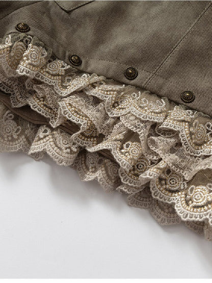 Vintage Court Lace Leather Shorts【s0000017862】
