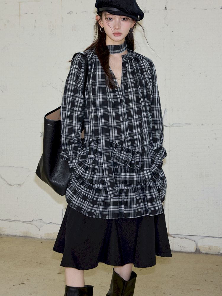 Plaid Ruffle Dress【s0000013739】
