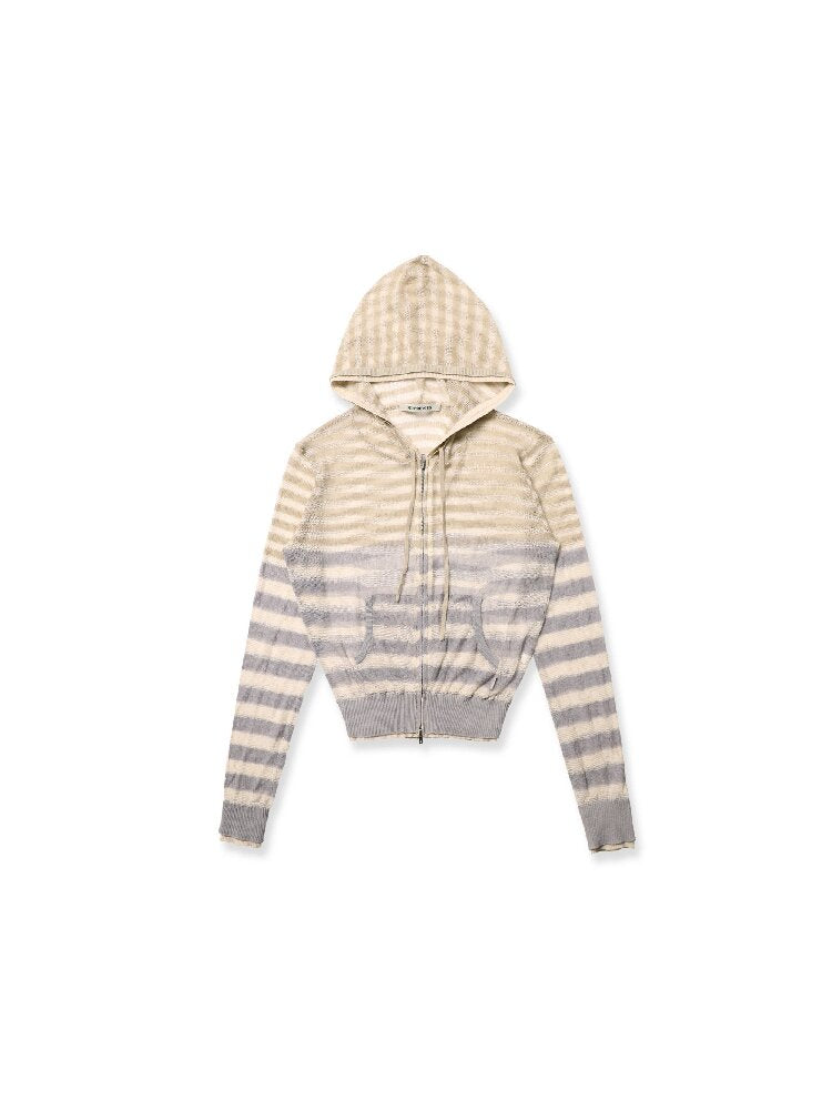 Linen Blend Gradient Hooded Top【s0000017930】
