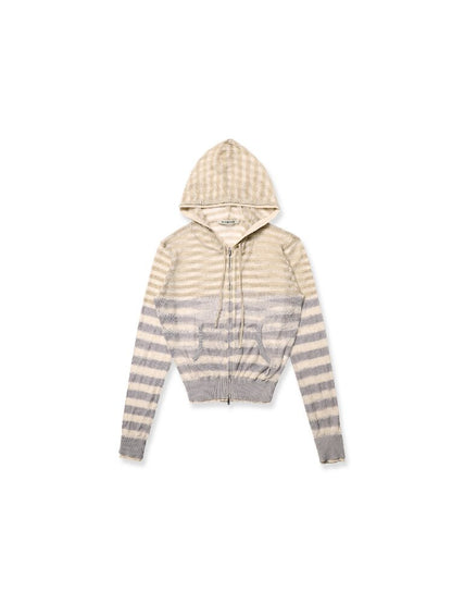 Linen Blend Gradient Hooded Top【s0000017930】