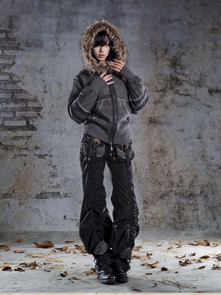 Lantern Sleeve Hooded Sweatshirt Jacket【s0000014493】