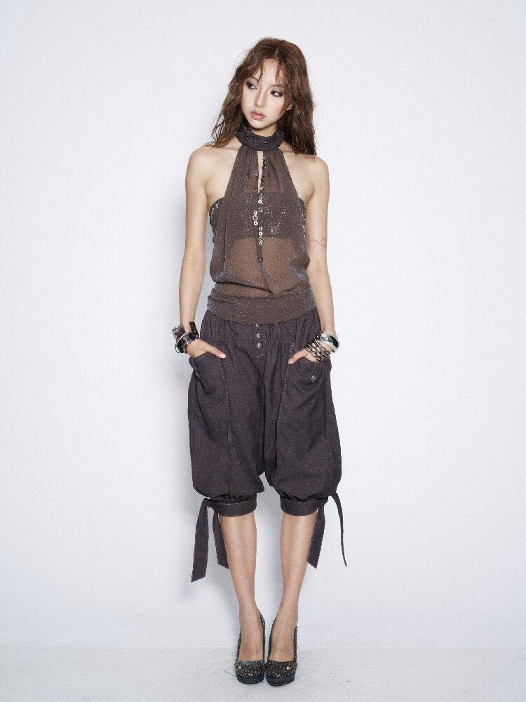 Melange Mesh Diamond Vest Top【s0000016678】