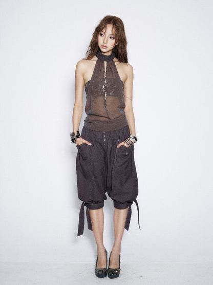 Melange Mesh Diamond Vest Top【s0000016678】
