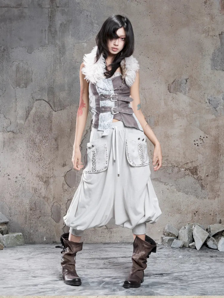 Cropped Wide-Leg Pocket Skirt【s0000014137】