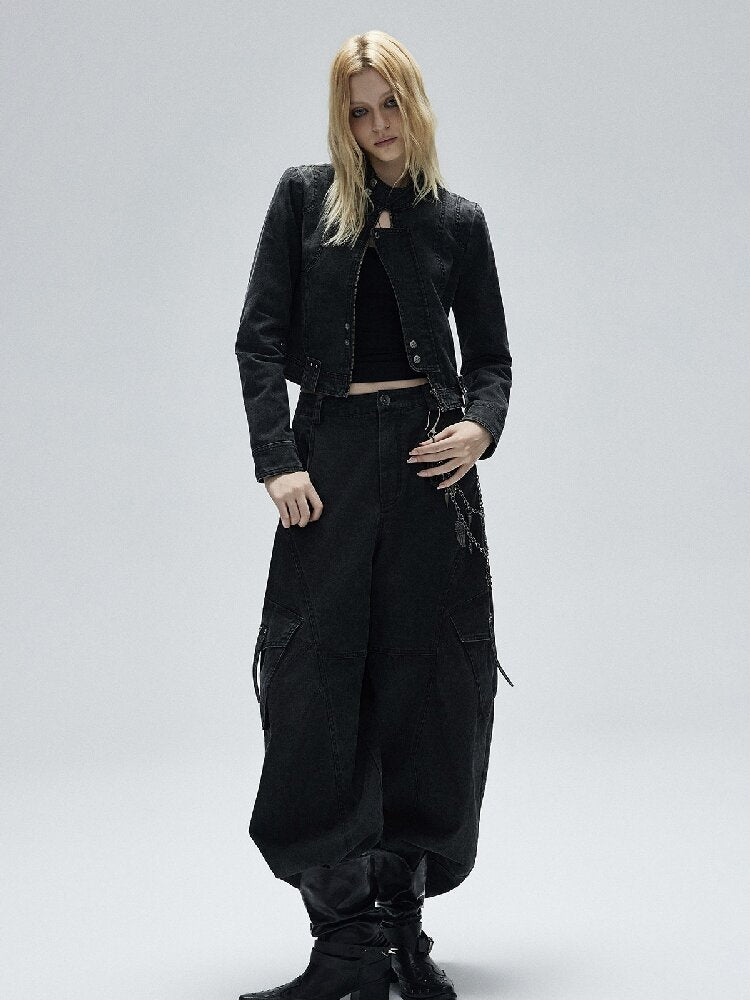 Black Lyocell U-Neck Wide Vest【s0000016251】