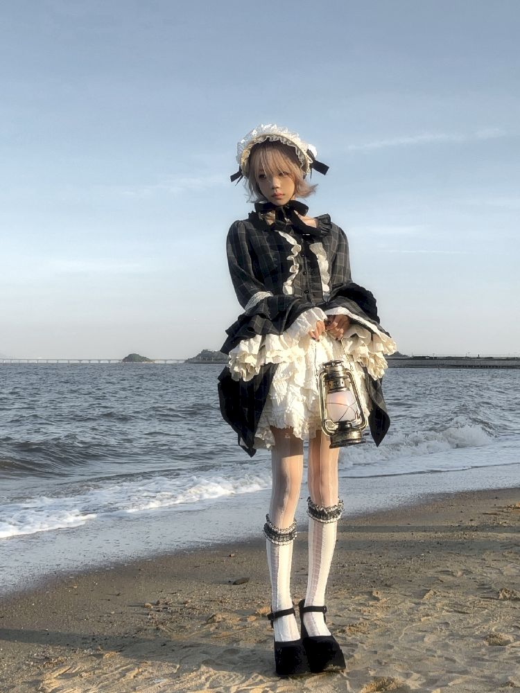 레이스 ji 슬리브 도베 테일 불규칙한 셔츠 [S0000011340]