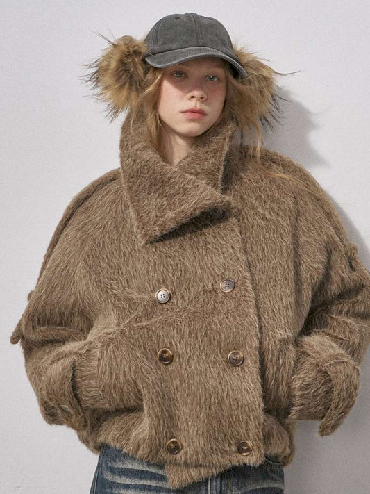 Furry Double Breasted Fur Jacket【s0000015228】