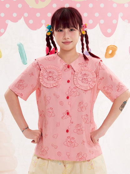 Animal Angel Bunny Collar Pink Shirt【s0000013190】