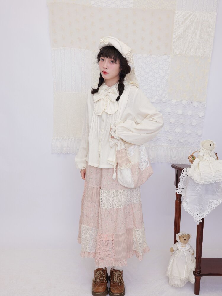 Lace Detachable Bow Pleated Shirt【s0000016501】