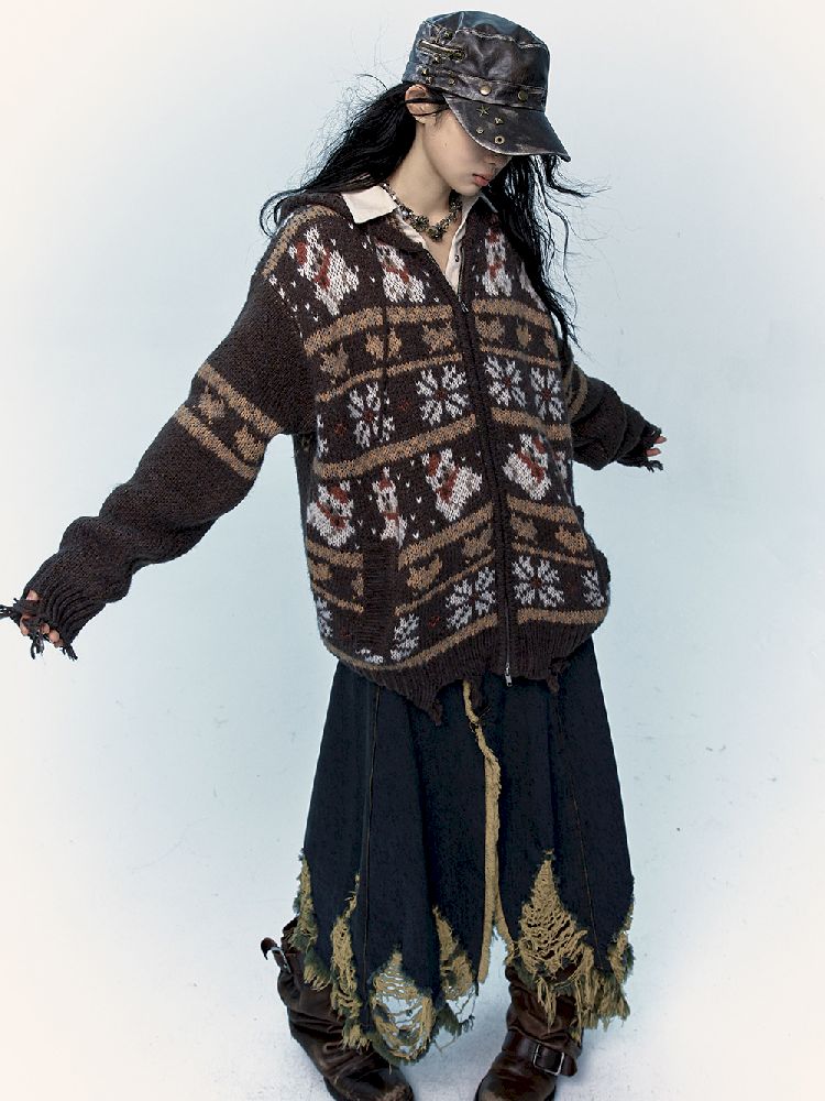 Mohair Wool Knit Cardigan Sweater【s0000011217】