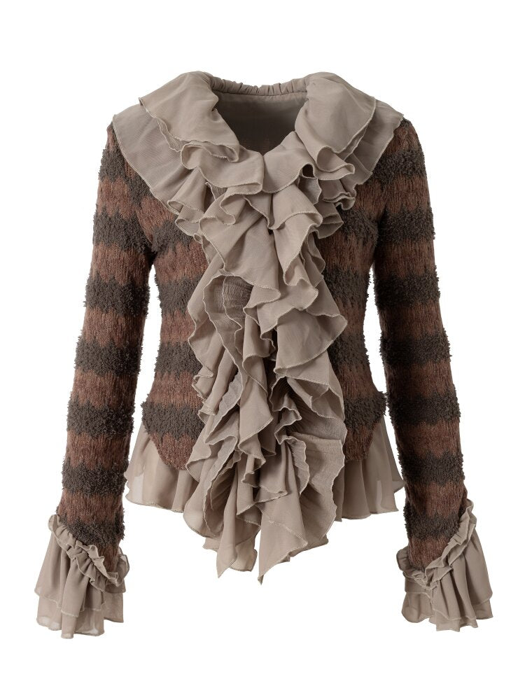 Ruffled Chiffon Flared Cardigan【s0000015548】