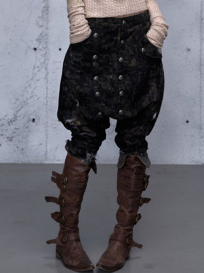 Washed Ripped Denim Harem Pants【s0000015549】