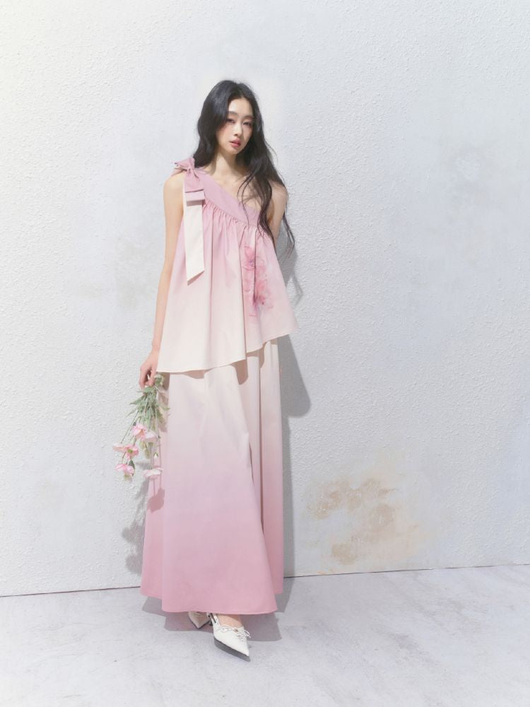 Slant Shoulder Niche Ambiance Dress【s0000012160】