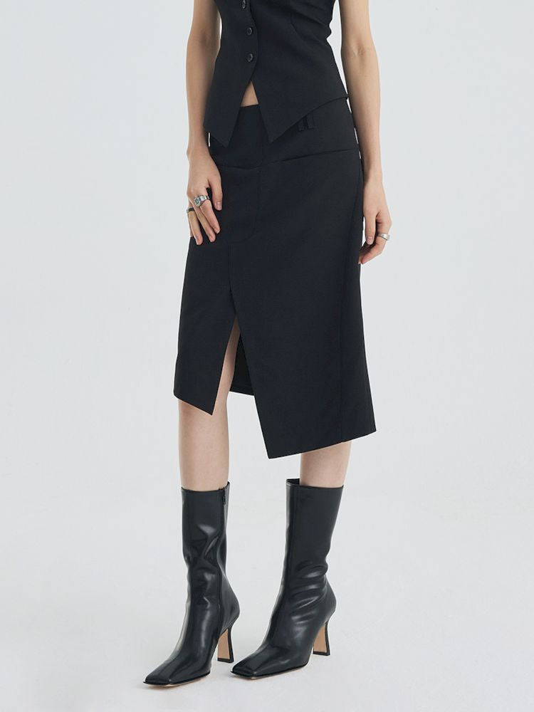 Asymmetric Slit Hem Suit【s0000007346】