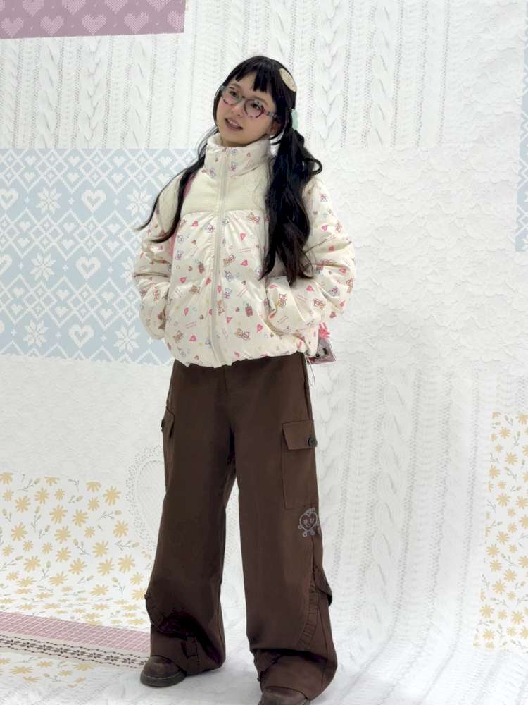 Print Patchwork Warm Down Jacket【s0000015038】