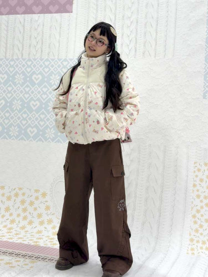 Print Patchwork Warm Down Jacket【s0000015038】