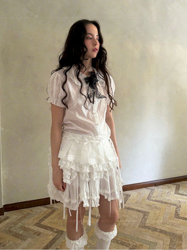 Double-layer bow-tie short skirt【s0000012764】