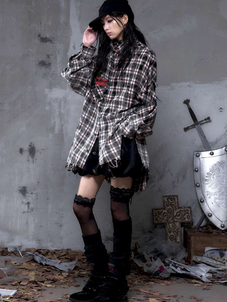 Rock Rebel Punk Check Shirt Jacket【s0000014656】