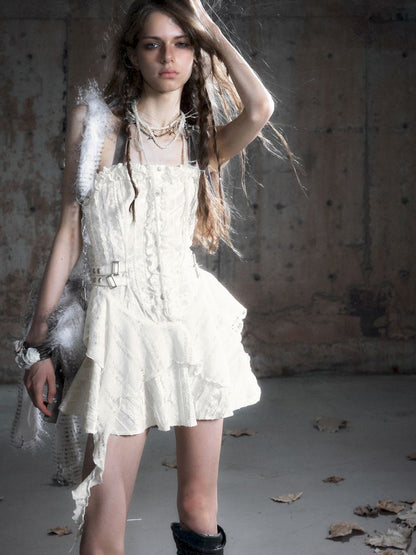 Patchwork Lattice Waisted Dress【s0000013889】