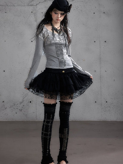 Lace Rhinestone Knit Leg Covers【s0000019164】