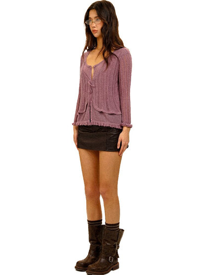 Hollow Twisted Knit Cardigan【s0000017932】
