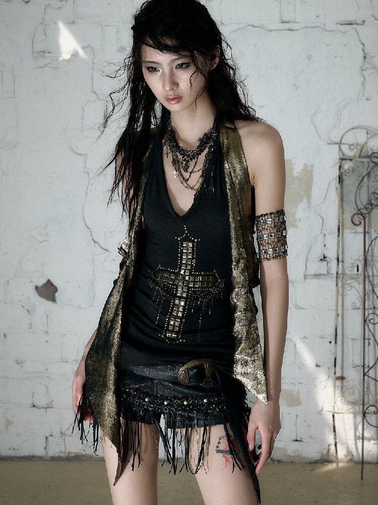 Vintage Punk Two-Piece Long Tank Top【s0000017243】